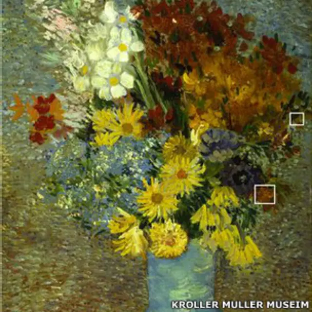 Flores en un jarron azul