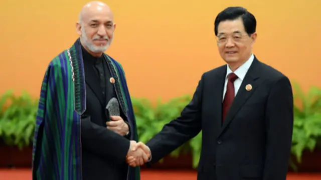 دو سال پیش کرزی با همتای چینی خود، هو جین تائو بر "همکاری و مشارکت استراتژیک" بین افغانستان و چین تاکید کردند