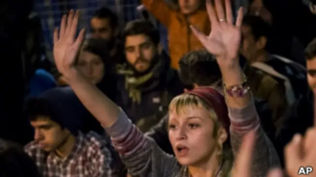 Участница акции протеста в Мадриде 29 сентября 2012 года