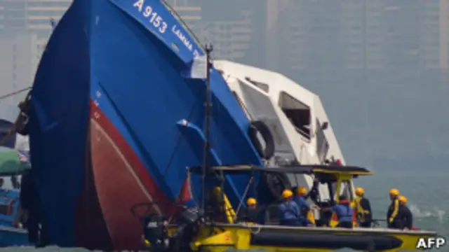 Затонувшее судно в Гонконге