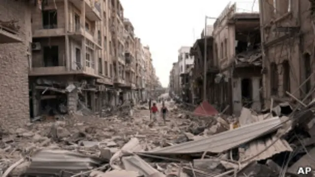 Разрушения после взрывов в Алеппо