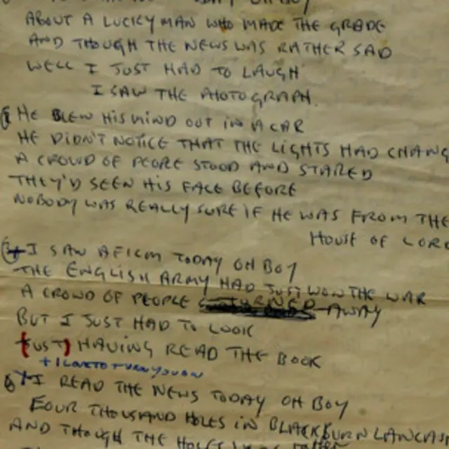 Рукопись песни A Day In the Life