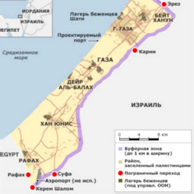 Карта сектора Газа