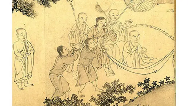 Bức tranh Phật Hoàng Trần Nhân Tông xuống núi của họa sỹ Trung Hoa
