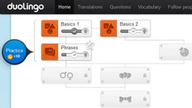 Fragmento de pantalla de Duolingo