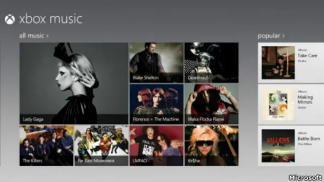 El portal de música de Microsoft Xbox