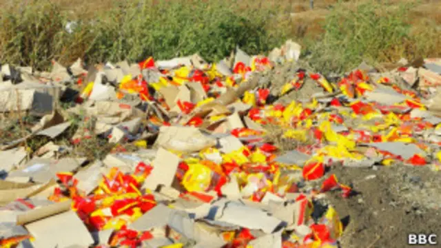 Мусорная свалка в молдавском поселке Цынцарены