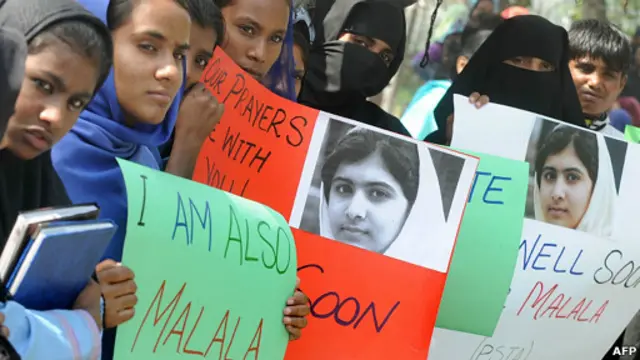 estudiantes se manifiestan en favor de Malala