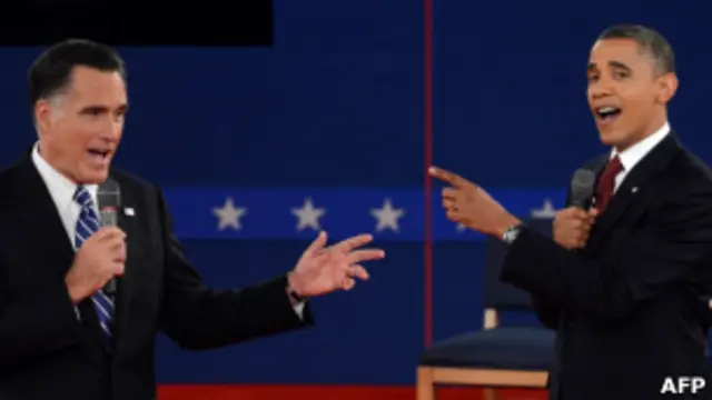 Митт Ромни и Барак Обама в теледискусии