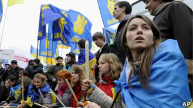 Участники митинга оппозиции в Киеве