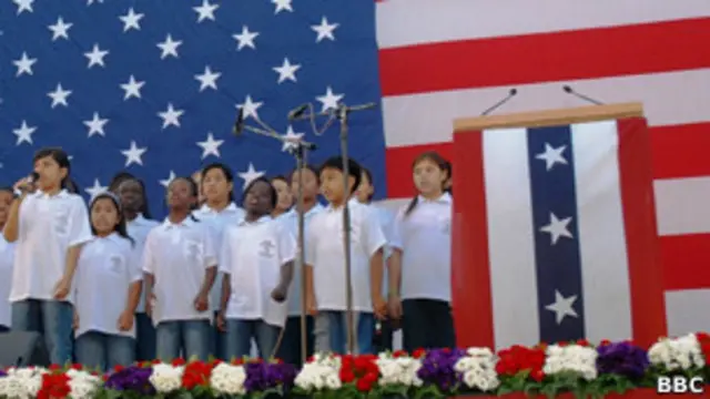 Израильские дети у флага США