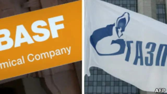 Логотипы германской компании BASF и "Газпрома"