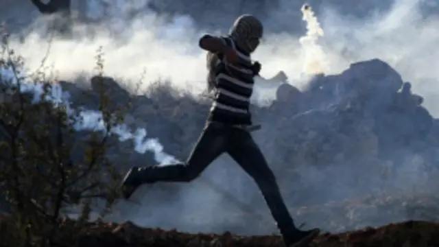 Палестинский демонстрант на Западном берегу