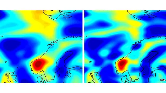 Imágenes de datos aportados por GOCE Fuente ESA