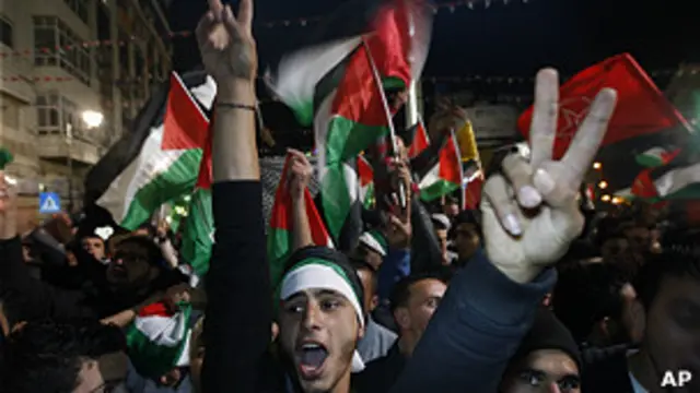 Palestinos en las calles de Ramallah