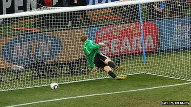 Remate del inglés Frank Lampard en el Mundial Sudáfrica 2010 que cruzó la línea pero no fue convalidado