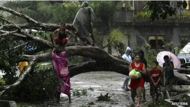 Jalur menuju kawasan bencana tetrutup reruntuhan pohon atau tanah longsor.