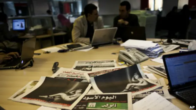 Aksi boikot media Mesir.