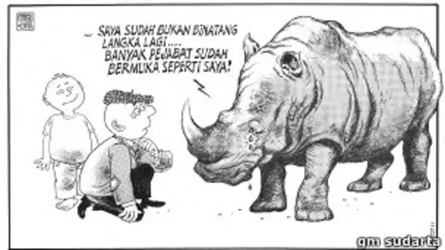 Salah-satu karikatur GM Sudarta tentang perilaku sebagian pejabat Indonesia.
