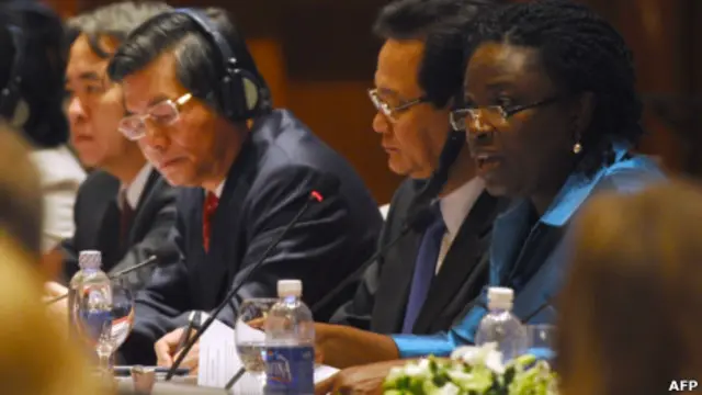 Giám đốc Ngân hàng Thế giới ở Việt Nam Victoria Kwakwa tại một hội nghị