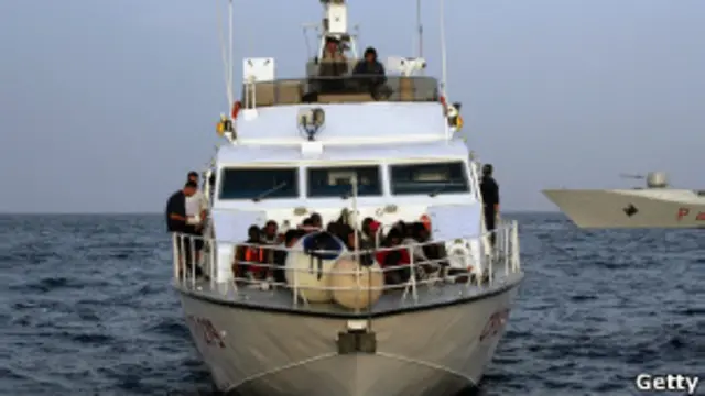 උතුරු අප්‍රිකානු අනවසර සංක්‍රමණිකයන් රැගෙන දකුණු ඉතාලිය බලා යාත්‍රා කළ ධීවර බෝට්ටුවක්.