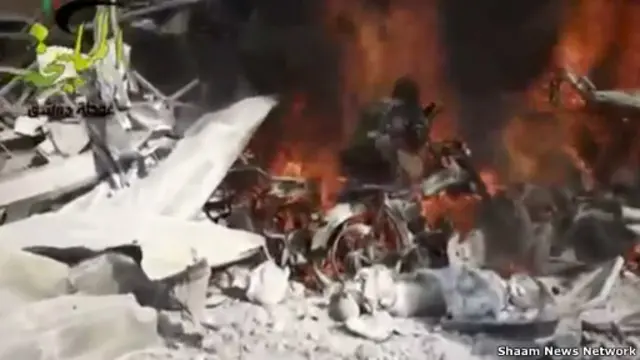 Serangan udara di Damaskus.