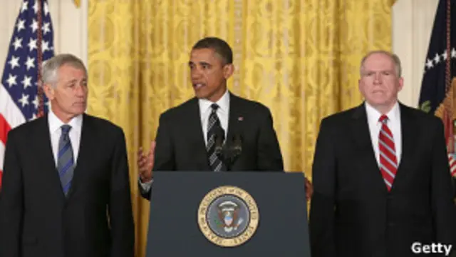 Джон Бреннан, Барак Обама, Чак Хейгел (слева-направо)