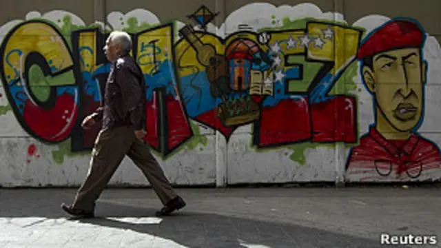 mural en Caracas con rostro de Chávez