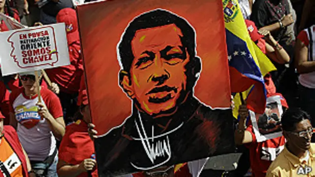 Pancarta con rostro de Chavez