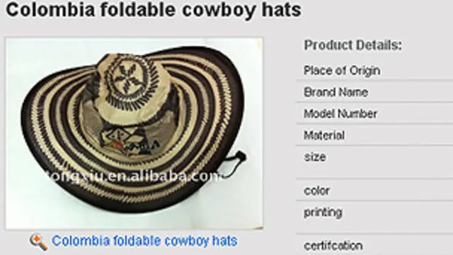 Réplica china del sombrero vueltiao