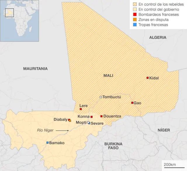 Mapa de conflicto de Mali