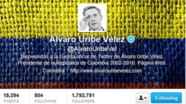 Cuenta de Twitter del expresidente Uribe