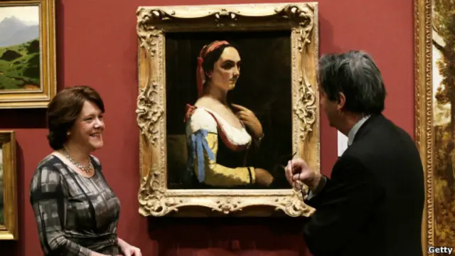 Lukisan L"Italienne ou La Femme a la Manche Jaune karya Jean-Baptiste Camille Corot. 