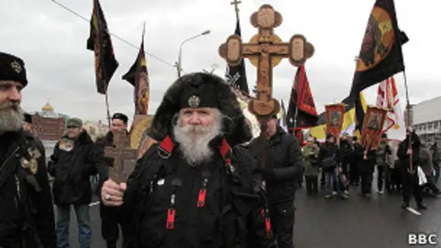 Хоругвеносцы на Русском марше - 2012