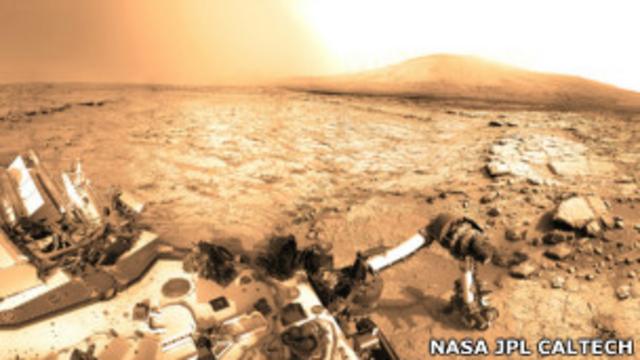 Бурение скальных пород в кратере Гейл на Марсе