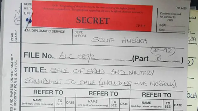 Archivo secreto venta de armas Foto: BBC/National Archives