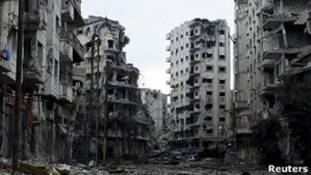 اجزاء كبيرة من المدن السورية تحولت الى اطلال