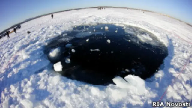 Место падения осколков метеорита на озере Чебаркуль 