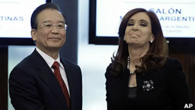Wen Jiabao y Cristina Fernández