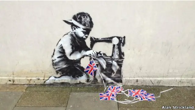 Karya terkenal Banksy yang dilestarikan di sebuah dinding di London.