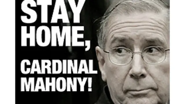 Petición en internet contra Mahony. Foto: Catholic United