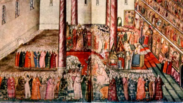 Венчание Михаила Федоровича на царство в Успенском соборе Кремля