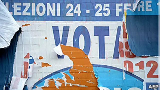 Pancarta, elecciones en Italia