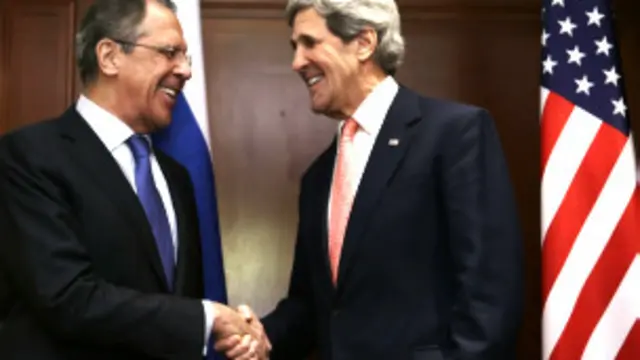 ရုရှား နိုင်ငံခြားရေး ဝန်ကြီး Sergei Lavrov နဲ့ အမေရိကန် နိုင်ငံခြားရေး ဝန်ကြီး John Kerry