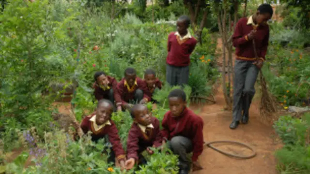 Siswa sekolah di Johannesburg.