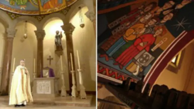 استخدم فنانو الغرافيتي ألوانا زاهيو لتزيين الكنيسة