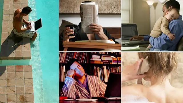 Cuadro con gente trabajando a distancia