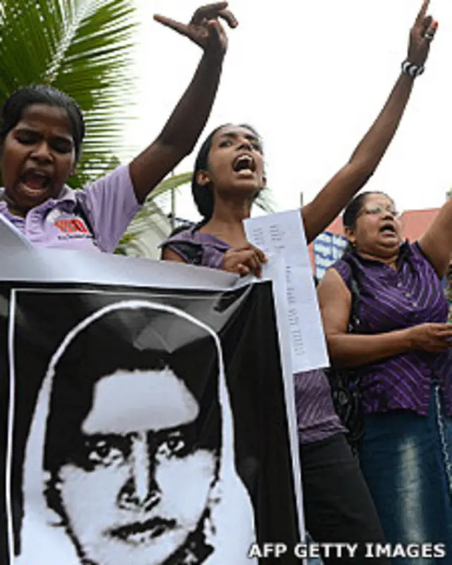 Protestas en Sri Lanka por la ejecución de Rizana Nafeek en enero de 2013 