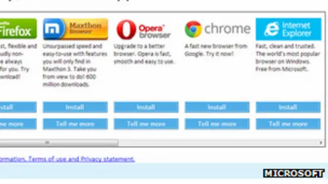 Опция выбора браузера