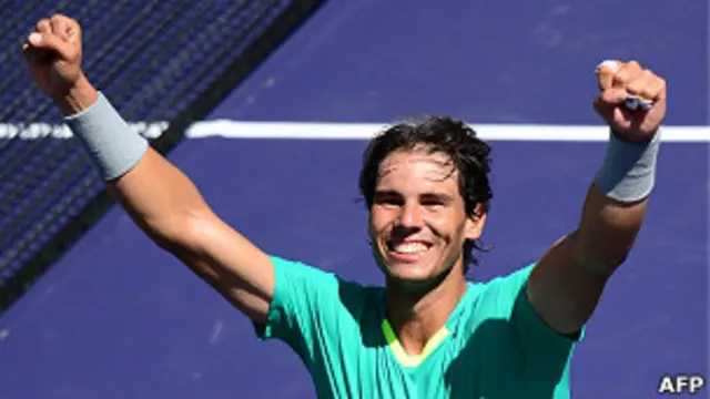 Nadal ăn mừng chiến thắng ở Indian Wells